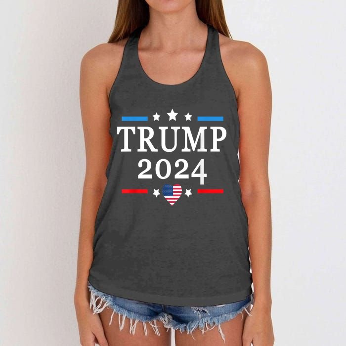 Donald Trump 2024,Save America Again USA Flag Election 2024 Women's Knotted Racerback Tank