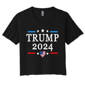 Donald Trump 2024,Save America Again USA Flag Election 2024 Women's Crop Top Tee