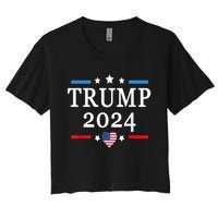 Donald Trump 2024,Save America Again USA Flag Election 2024 Women's Crop Top Tee