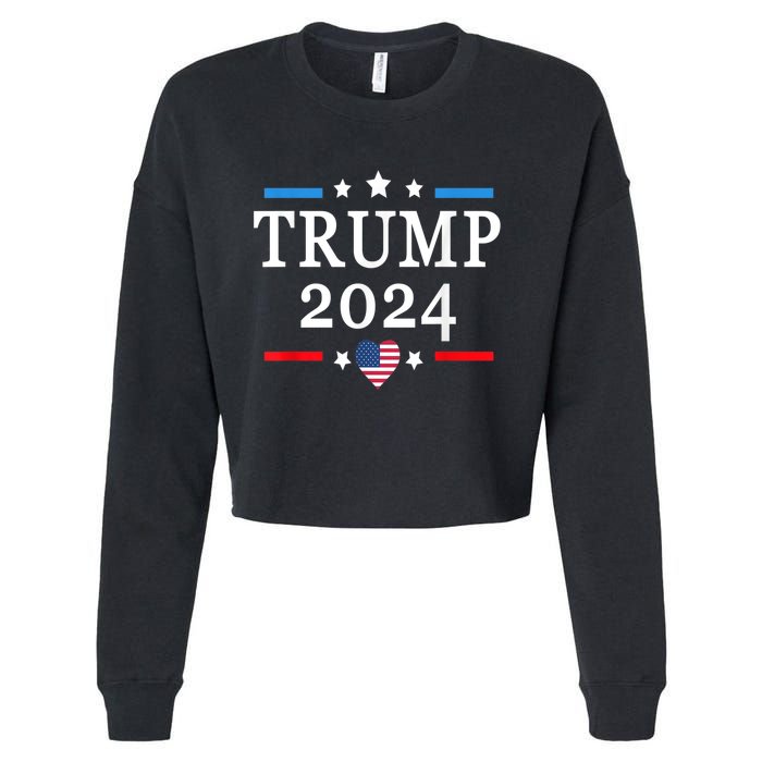 Donald Trump 2024,Save America Again USA Flag Election 2024 Cropped Pullover Crew