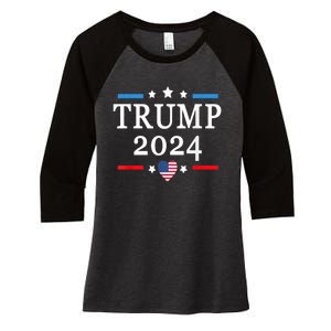 Donald Trump 2024,Save America Again USA Flag Election 2024 Women's Tri-Blend 3/4-Sleeve Raglan Shirt