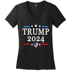 Donald Trump 2024,Save America Again USA Flag Election 2024 Women's V-Neck T-Shirt