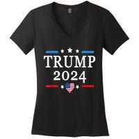 Donald Trump 2024,Save America Again USA Flag Election 2024 Women's V-Neck T-Shirt