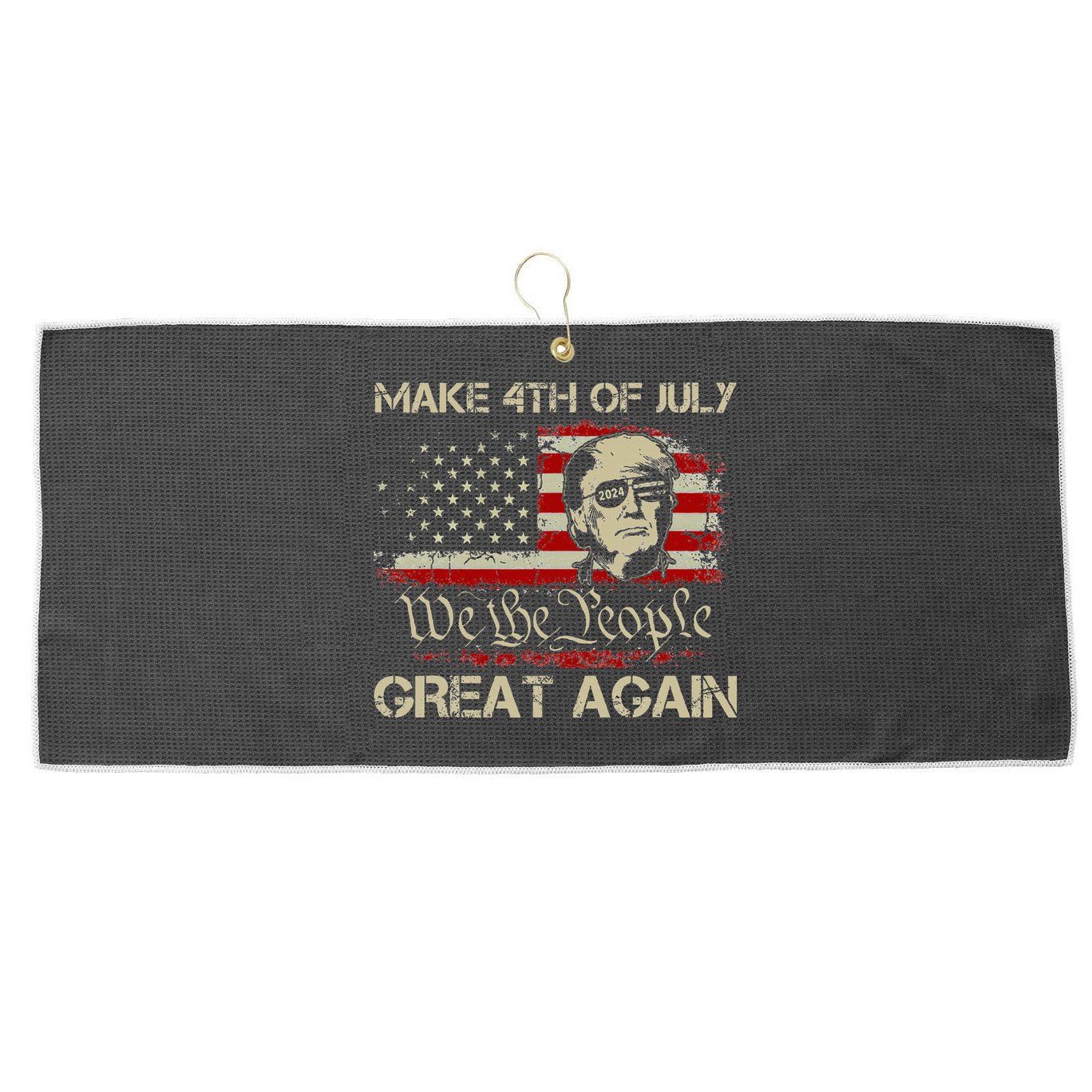 Donald Trump 2024 Make 4th Of July Great Again Large Microfiber Waffle Golf Towel