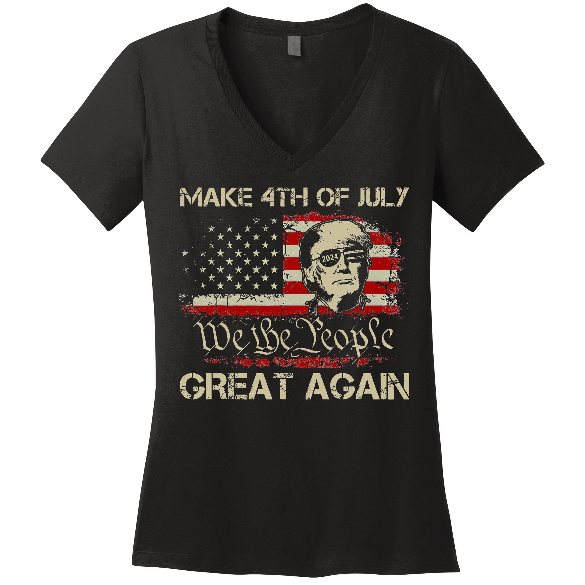 Donald Trump 2024 Make 4th Of July Great Again Women's V-Neck T-Shirt