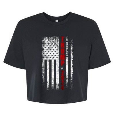 Donald Trump 2024 Take America Back American Flag Patriotic Bella+Canvas Jersey Crop Tee