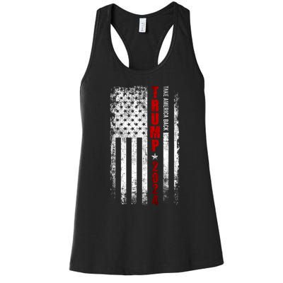 Donald Trump 2024 Take America Back American Flag Patriotic Women's Racerback Tank