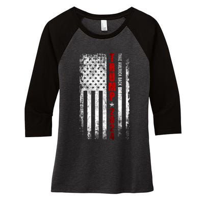 Donald Trump 2024 Take America Back American Flag Patriotic Women's Tri-Blend 3/4-Sleeve Raglan Shirt