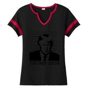 Donald Trump 2024 Mugshot Take America Back Usa Ladies Halftime Notch Neck Tee