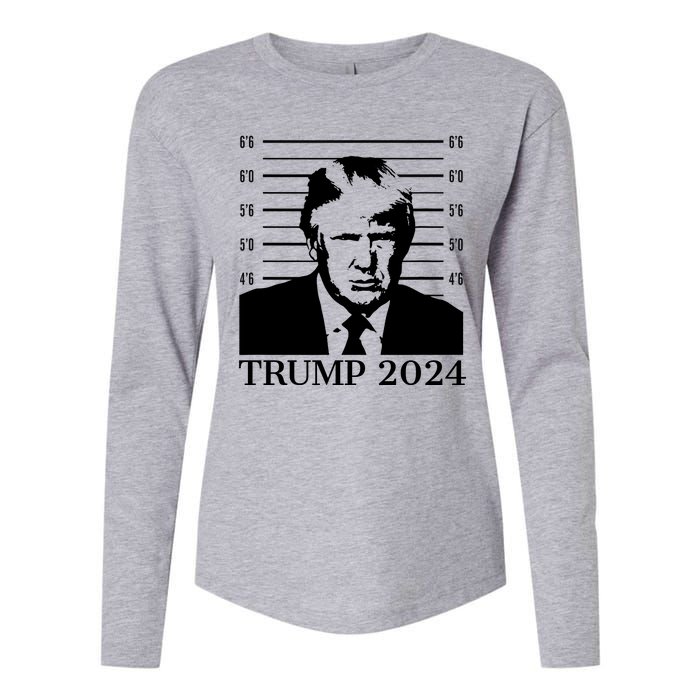 Donald Trump 2024 Mugshot Take America Back Usa Womens Cotton Relaxed Long Sleeve T-Shirt