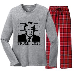 Donald Trump 2024 Mugshot Take America Back Usa Women's Long Sleeve Flannel Pajama Set 