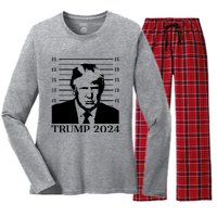 Donald Trump 2024 Mugshot Take America Back Usa Women's Long Sleeve Flannel Pajama Set 