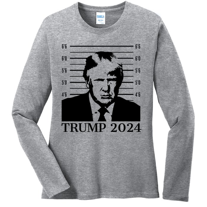 Donald Trump 2024 Mugshot Take America Back Usa Ladies Long Sleeve Shirt