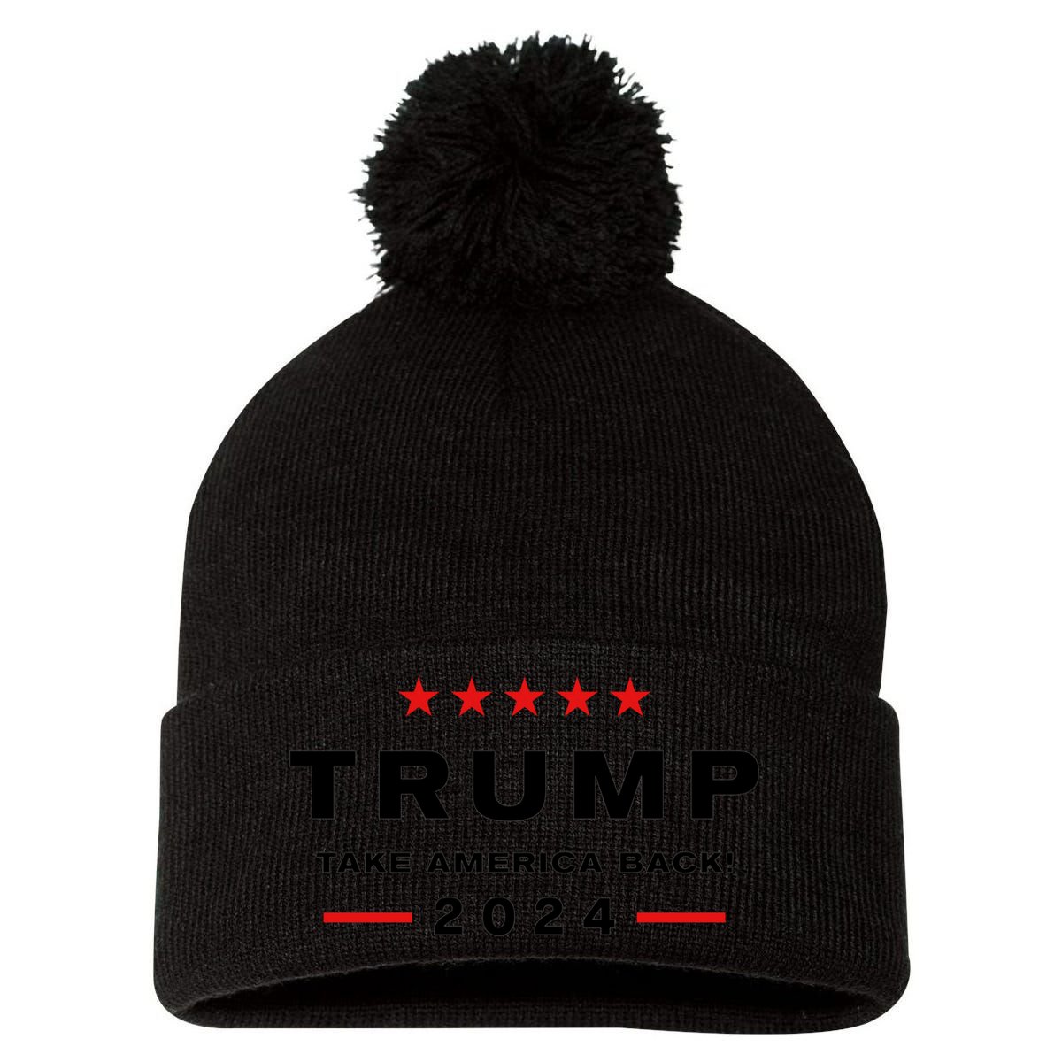 Donald Trump 2024 Take America Back Election Pom Pom 12in Knit Beanie