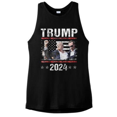 Donald Trump 2024 Survived Shot At Election Rally Ladies PosiCharge Tri-Blend Wicking Tank