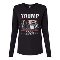 Donald Trump 2024 Survived Shot At Election Rally Womens Cotton Relaxed Long Sleeve T-Shirt