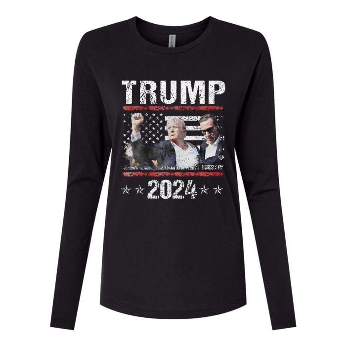 Donald Trump 2024 Survived Shot At Election Rally Womens Cotton Relaxed Long Sleeve T-Shirt