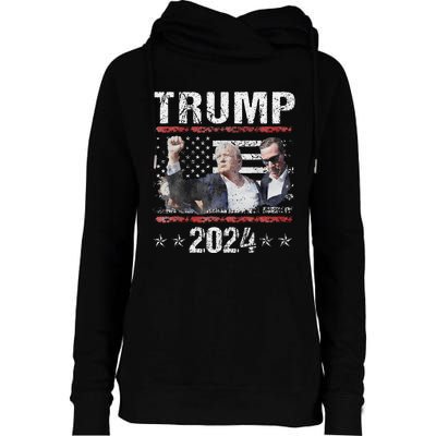 Donald Trump 2024 Survived Shot At Election Rally Womens Funnel Neck Pullover Hood