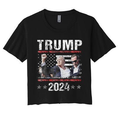 Donald Trump 2024 Survived Shot At Election Rally Women's Crop Top Tee