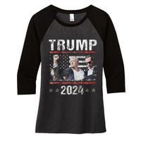 Donald Trump 2024 Survived Shot At Election Rally Women's Tri-Blend 3/4-Sleeve Raglan Shirt