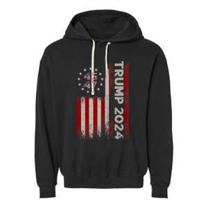 Donald Trump 2024 Election Vote Trump 45 47 Trump 2024 American Flag Garment-Dyed Fleece Hoodie