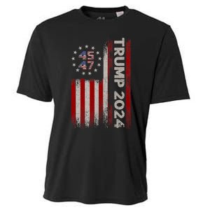 Donald Trump 2024 Election Vote Trump 45 47 Trump 2024 American Flag Cooling Performance Crew T-Shirt