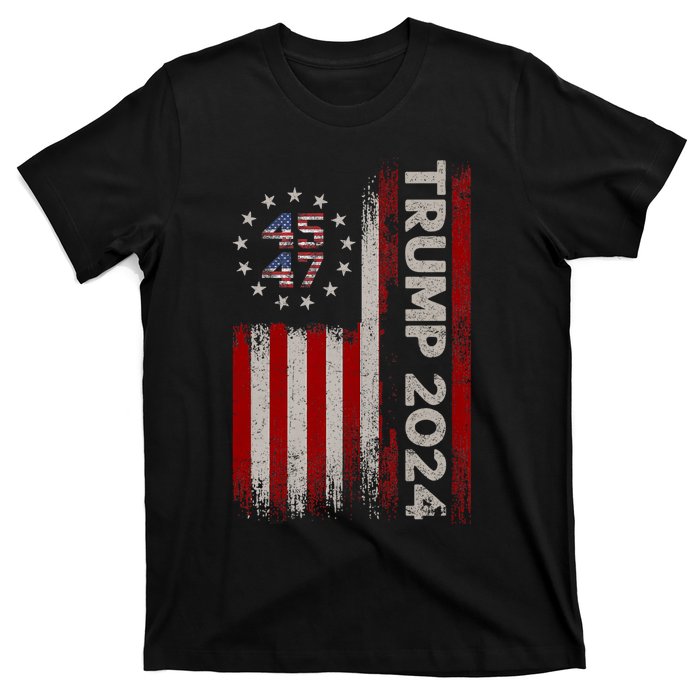 Donald Trump 2024 Election Vote Trump 45 47 Trump 2024 American Flag T-Shirt