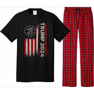 Donald Trump 2024 Election Vote Trump 45 47 Trump 2024 American Flag Pajama Set