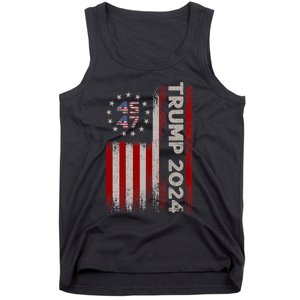 Donald Trump 2024 Election Vote Trump 45 47 Trump 2024 American Flag Tank Top