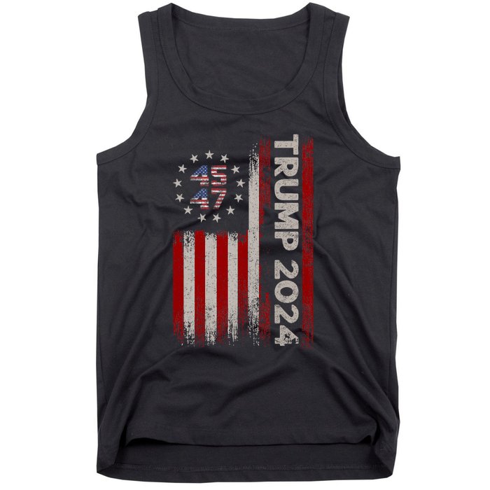 Donald Trump 2024 Election Vote Trump 45 47 Trump 2024 American Flag Tank Top