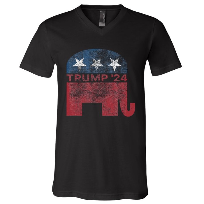 Donald Trump 2024 For President Pro Trump Vintage Republican V-Neck T-Shirt