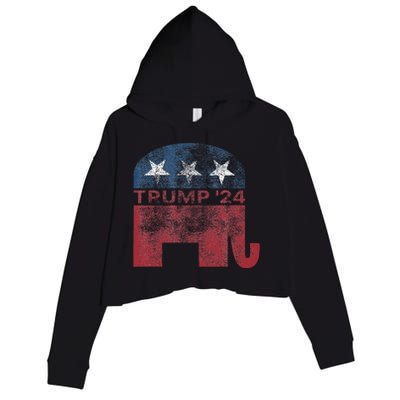 Donald Trump 2024 For President Pro Trump Vintage Republican Crop Fleece Hoodie