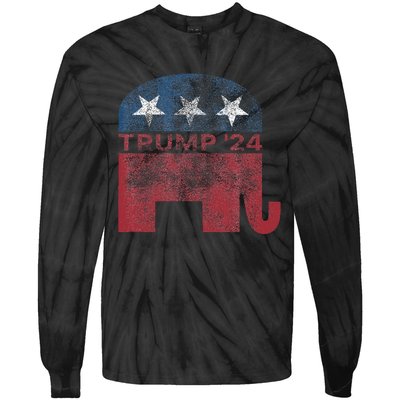 Donald Trump 2024 For President Pro Trump Vintage Republican Tie-Dye Long Sleeve Shirt