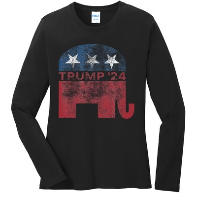 Donald Trump 2024 For President Pro Trump Vintage Republican Ladies Long Sleeve Shirt