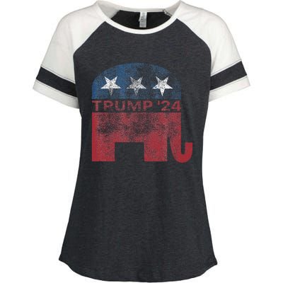 Donald Trump 2024 For President Pro Trump Vintage Republican Enza Ladies Jersey Colorblock Tee