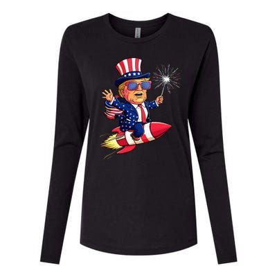 Donald Trump 2024 Happy Trump American Flag Womens Cotton Relaxed Long Sleeve T-Shirt