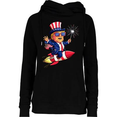 Donald Trump 2024 Happy Trump American Flag Womens Funnel Neck Pullover Hood