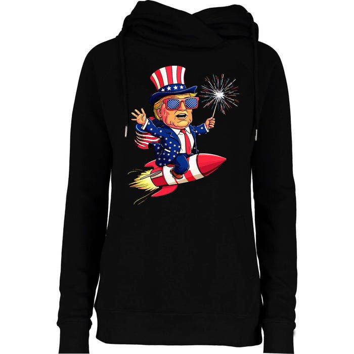 Donald Trump 2024 Happy Trump American Flag Womens Funnel Neck Pullover Hood