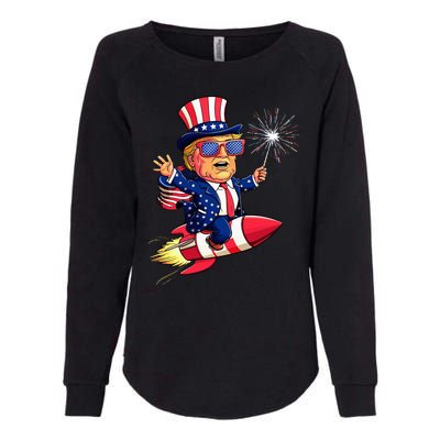 Donald Trump 2024 Happy Trump American Flag Womens California Wash Sweatshirt