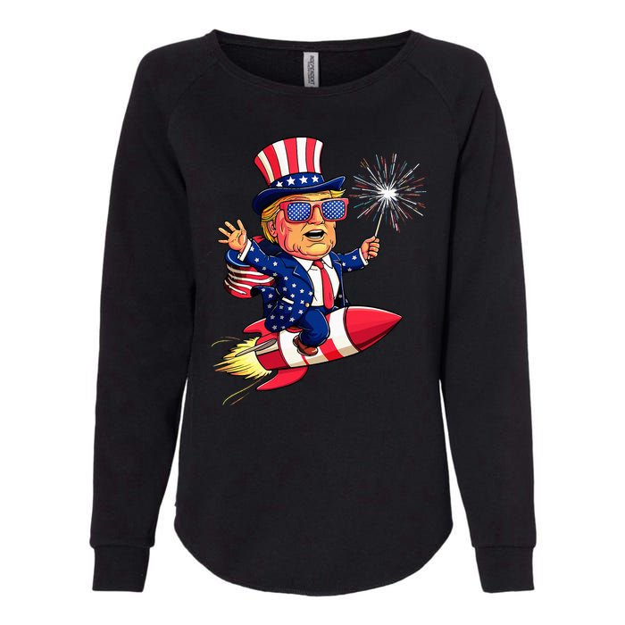 Donald Trump 2024 Happy Trump American Flag Womens California Wash Sweatshirt