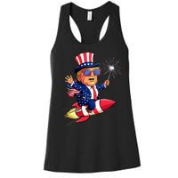 Donald Trump 2024 Happy Trump American Flag Women's Racerback Tank