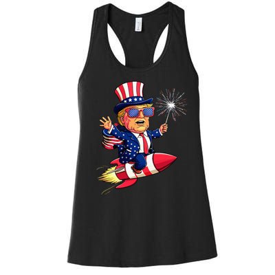 Donald Trump 2024 Happy Trump American Flag Women's Racerback Tank