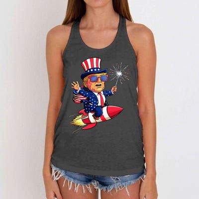 Donald Trump 2024 Happy Trump American Flag Women's Knotted Racerback Tank