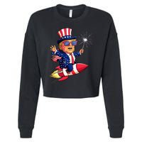 Donald Trump 2024 Happy Trump American Flag Cropped Pullover Crew