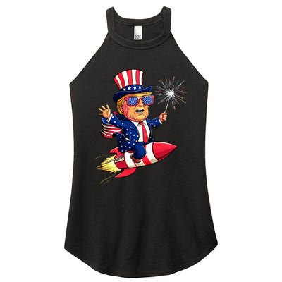 Donald Trump 2024 Happy Trump American Flag Women’s Perfect Tri Rocker Tank