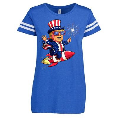 Donald Trump 2024 Happy Trump American Flag Enza Ladies Jersey Football T-Shirt