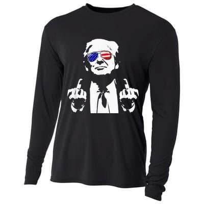 Donald Trump 2024 Middle Finger Conservative Republican Cooling Performance Long Sleeve Crew