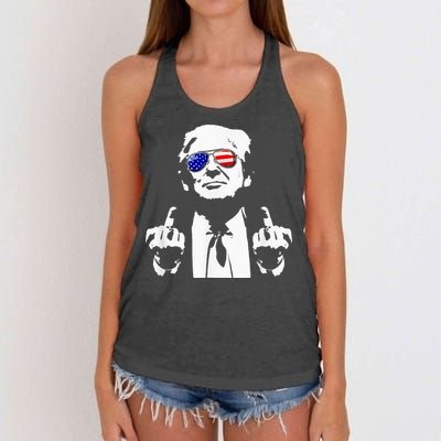 Donald Trump 2024 Middle Finger Conservative Republican Women's Knotted Racerback Tank
