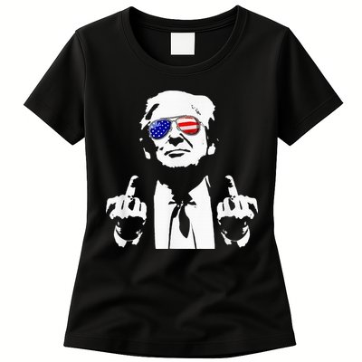 Donald Trump 2024 Middle Finger Conservative Republican Womens T-Shirt