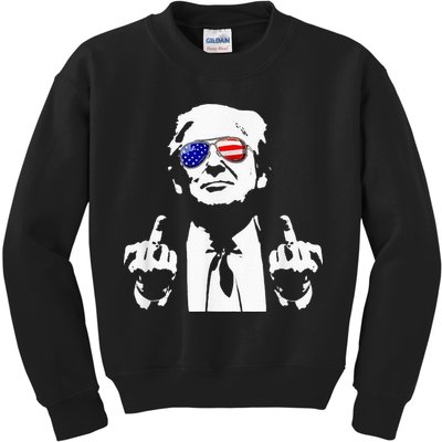 Donald Trump 2024 Middle Finger Conservative Republican Kids Sweatshirt